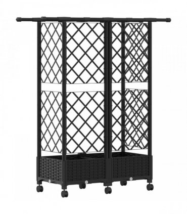 vidaXL Raised Bed with Trellis and Roof Black 124 x 40 x 127 cm PP