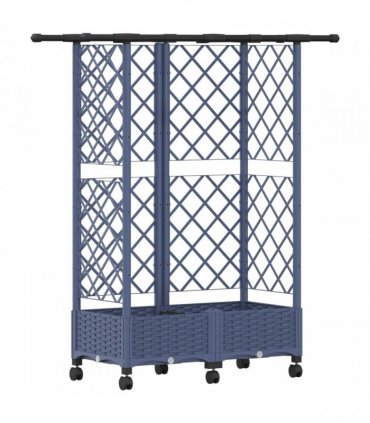 vidaXL Raised Bed with Trellis and Roof Grey 124 x 40 x 127 cm PP