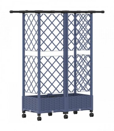 vidaXL Raised Bed with Trellis and Roof Grey 124 x 40 x 127 cm PP