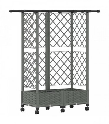 vidaXL Raised Bed with Trellis and Roof Light Grey 124 x 40 x 127 cm