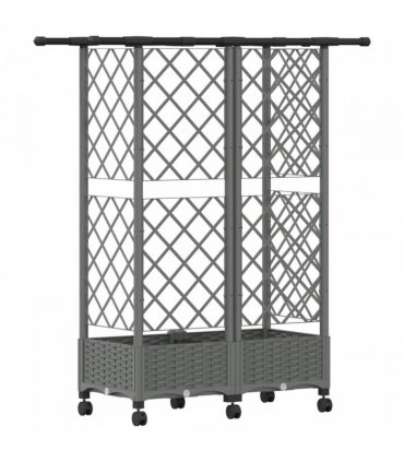 vidaXL Raised Bed with Trellis and Roof Light Grey 124 x 40 x 127 cm