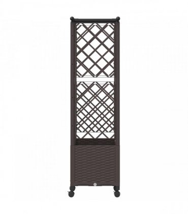vidaXL Raised Bed with Trellis and Roof Brown 124 x 40 x 142 cm PP