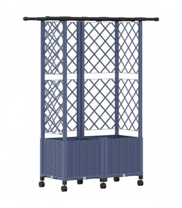 vidaXL Raised Bed with Trellis and Roof Grey 124 x 40 x 142 cm PP