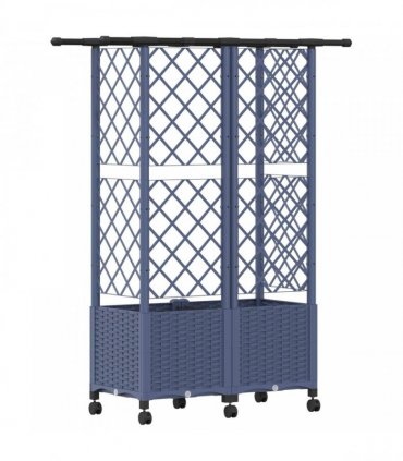 vidaXL Raised Bed with Trellis and Roof Grey 124 x 40 x 142 cm PP