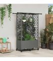 vidaXL Raised Bed with Trellis and Roof Light Grey 124 x 40 x 142 cm