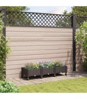 vidaXL Garden Planter with Wheels Brown 120 x 40 x 29 cm PP