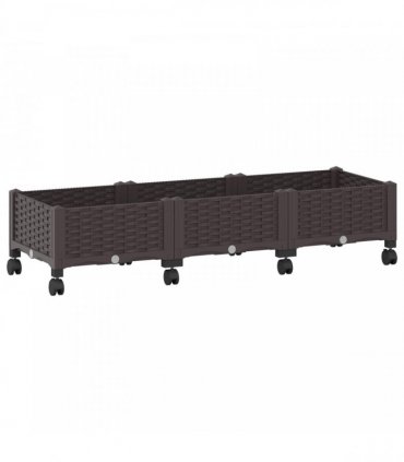 vidaXL Garden Planter with Wheels Brown 120 x 40 x 29 cm PP