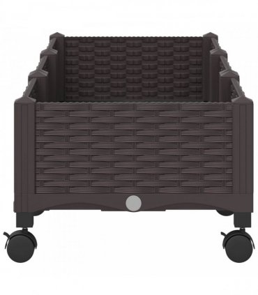 vidaXL Garden Planter with Wheels Brown 120 x 40 x 29 cm PP