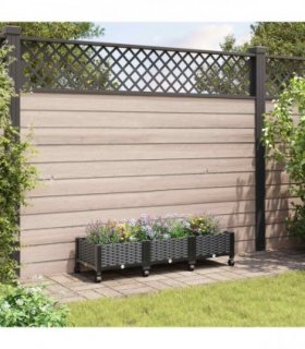 vidaXL Garden Planter with Wheels Black 120 x 40 x 29 cm PP
