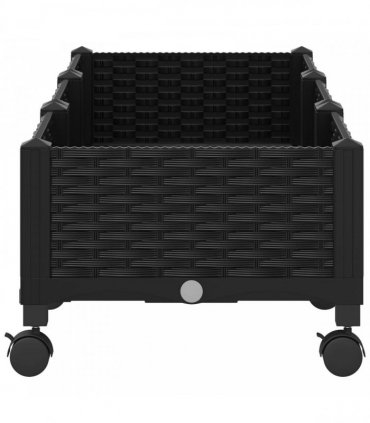 vidaXL Garden Planter with Wheels Black 120 x 40 x 29 cm PP