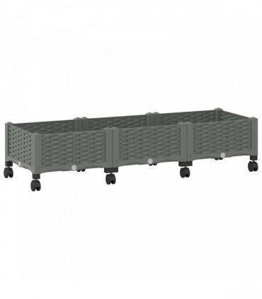 vidaXL Garden Planter with Wheels Light Grey 120 x 40 x 29 cm PP