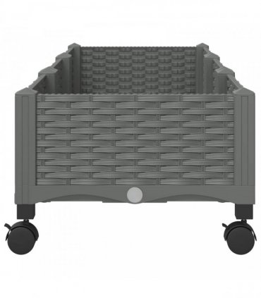 vidaXL Garden Planter with Wheels Light Grey 120 x 40 x 29 cm PP