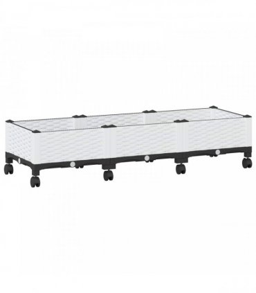 vidaXL Garden Planter with Wheels White 120 x 40 x 29 cm PP