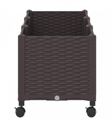 vidaXL Garden Planter with Wheels Brown 120 x 40 x 44 cm PP