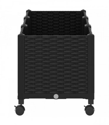 vidaXL Garden Planter with Wheels Black 120 x 40 x 44 cm PP