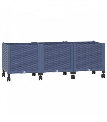 vidaXL Garden Planter with Wheels Blue Grey 120 x 40 x 44 cm PP
