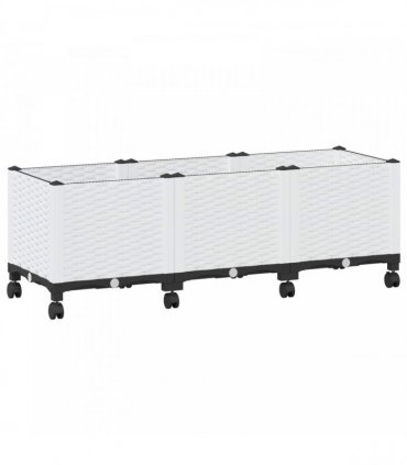 vidaXL Garden Planter with Wheels White 120 x 40 x 44 cm PP