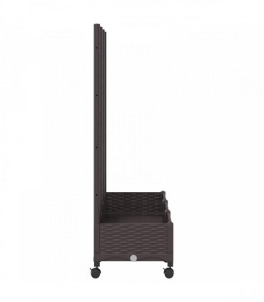 vidaXL Garden Planter with Trellis&Wheels Brown 120 x 40 x 131.5 cm PP