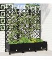 vidaXL Garden Planter with Trellis&Wheels Black 120 x 40 x 131.5 cm PP