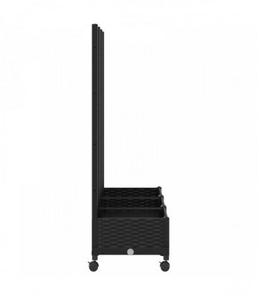 vidaXL Garden Planter with Trellis&Wheels Black 120 x 40 x 131.5 cm PP