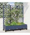 vidaXL Garden Planter with Trellis&Wheels Blue Grey PP