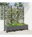 vidaXL Garden Planter with Trellis&Wheels Light Grey PP