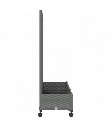 vidaXL Garden Planter with Trellis&Wheels Light Grey PP