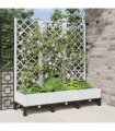 vidaXL Garden Planter with Trellis&Wheels White 120 x 40 x 131.5 cm PP
