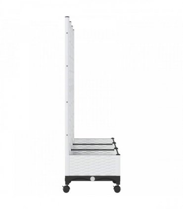 vidaXL Garden Planter with Trellis&Wheels White 120 x 40 x 131.5 cm PP
