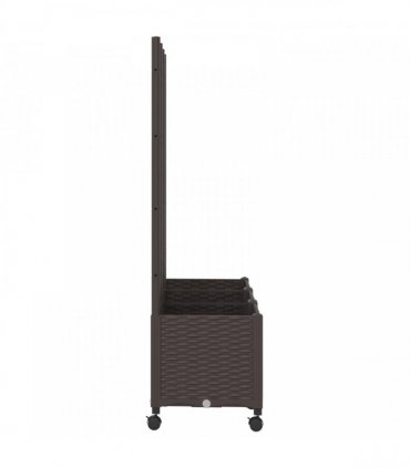 vidaXL Garden Planter with Trellis&Wheels Brown 120 x 40 x 146 cm PP
