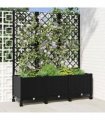 vidaXL Garden Planter with Trellis&Wheels Black 120 x 40 x 146 cm PP