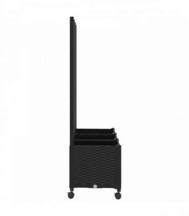 vidaXL Garden Planter with Trellis&Wheels Black 120 x 40 x 146 cm PP
