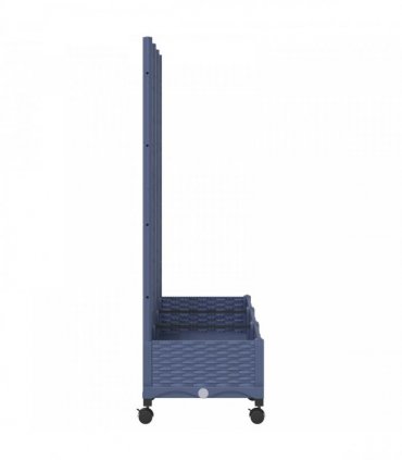 vidaXL Garden Planter with Trellis&Wheels Blue Grey 120 x 40 x 146 cm