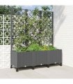 vidaXL Garden Planter with Trellis&Wheels Light Grey 120 x 40 x 146 cm