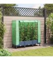 vidaXL Garden Planter with Greenhouse Cover&Wheels 3 pcs Blue Grey PP