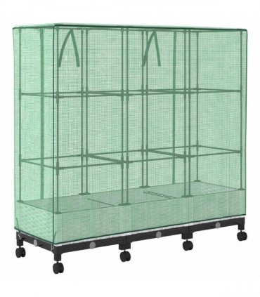 vidaXL Garden Planter with Greenhouse Cover&Wheels 3 pcs White PP