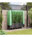 vidaXL Garden Planter with Greenhouse Cover&Wheels 3 pcs Black PP