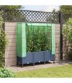 vidaXL Garden Planter with Greenhouse Cover&Wheels 3 pcs Blue Grey PP