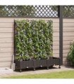 vidaXL Garden Planter with Trellis&Wheels 3 pcs Brown PP