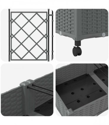 vidaXL Garden Planter with Trellis&Wheels 3 pcs Light Grey