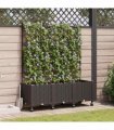 vidaXL Garden Planter with Trellis&Wheels 3 pcs Brown PP
