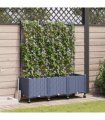 vidaXL Garden Planter with Trellis&Wheels 3 pcs Grey 120 x 40 x 149 cm