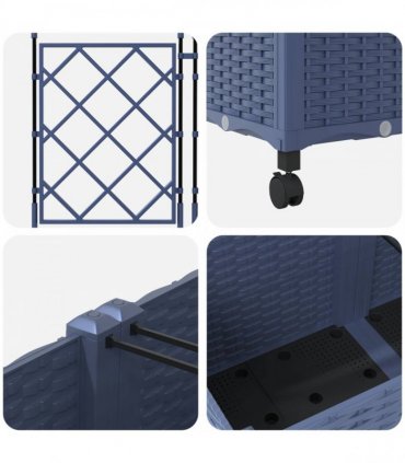 vidaXL Garden Planter with Trellis&Wheels 3 pcs Grey 120 x 40 x 149 cm