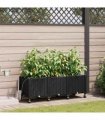 vidaXL Garden Planter with Irrigation&Wheels 3 pcs Black PP