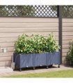 vidaXL Garden Planter with Irrigation&Wheels 3 pcs Grey PP