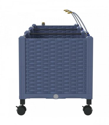 vidaXL Garden Planter with Irrigation&Wheels 3 pcs Grey PP