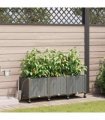 vidaXL Garden Planter with Irrigation&Wheels 3 pcs Light Grey PP