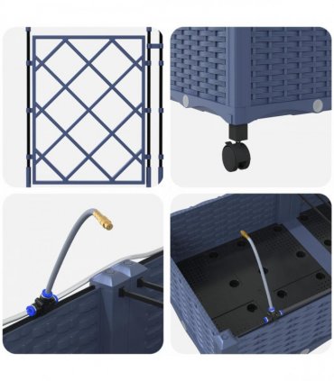 vidaXL Garden Planter with Irrigation&Wheels 3 pcs Grey PP