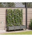 vidaXL Garden Planter with Irrigation&Wheels 3 pcs Light Grey PP