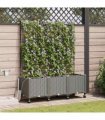 vidaXL Garden Planter with Irrigation&Wheels 3 pcs Light Grey PP
